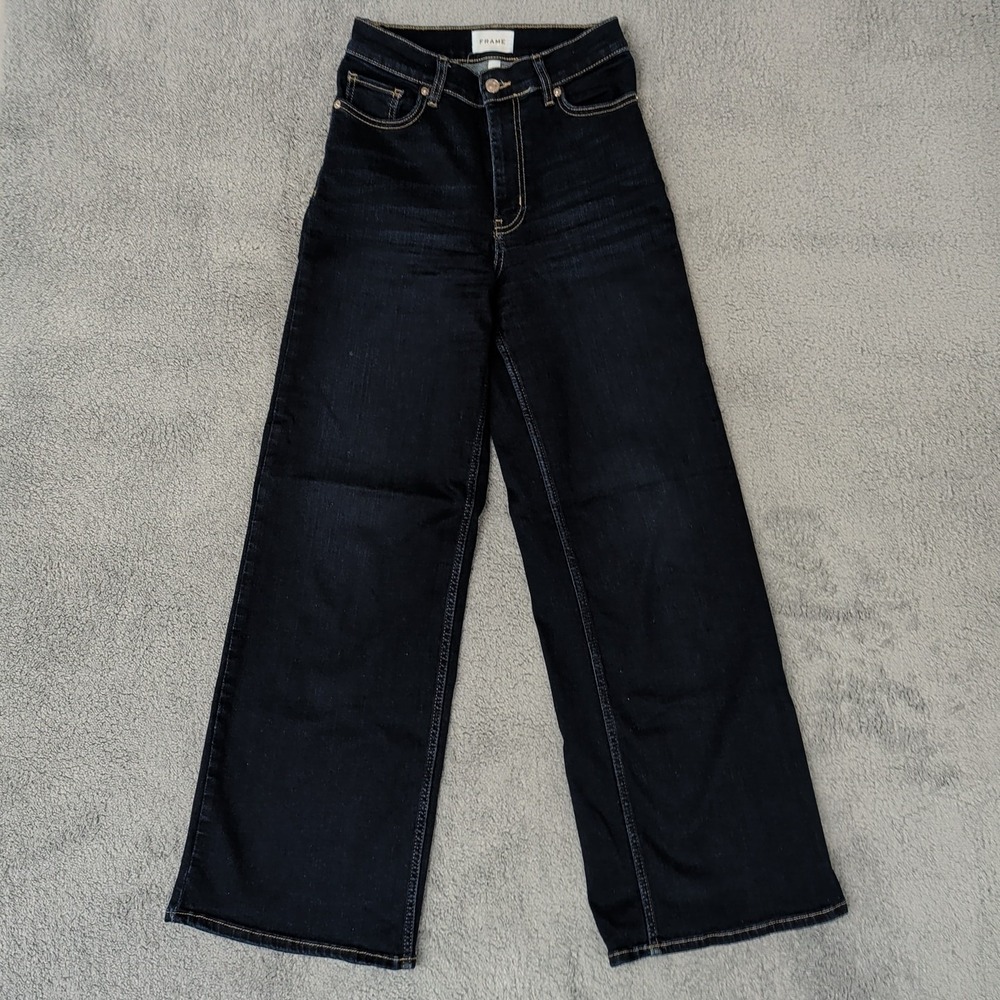 Frame Denim Dark Indigo Wide Leg Jeans
